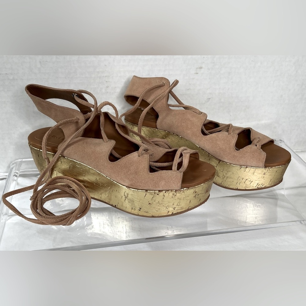 See By Chloe Liana Suede Platform Sandal, Neutral, Women’s sz 39 1/2